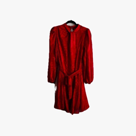 Julia Jordan NEW Tie Waist Red Burnout Lurex Mini Dress in Size 10 - Picture 3 of 7